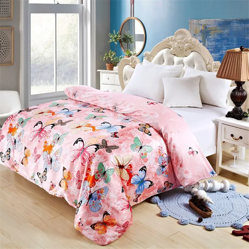 

2020 Spring Single Duvet Cover 150*200cm Printing Imitated Silk Home Bedding Butterfly Quilts Cover Ink and Wash Comforter Cover