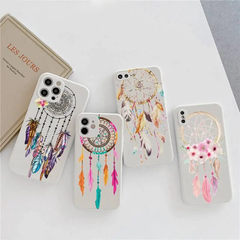 

Dreamcatcher feather colorful pattern Phone Case Candy Color for iPhone 6 7 8 11 12 13 s mini pro X XS XR MAX Plus