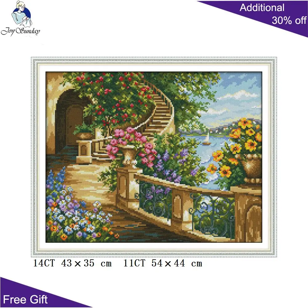 Joy Sunday весенний балкон домашний декор FA023 14CT 11CT подсчитанный и отпечатанный Набор