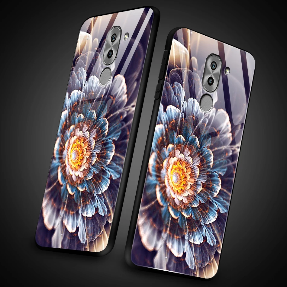 Закаленное Стекло чехол для Huawei Honor 6X 7A 7C Y6 Y9 7X 8A 8X9 Lite Y7 премьер-профессионал Magic2 дизайн цветение защитный чехол-раковина