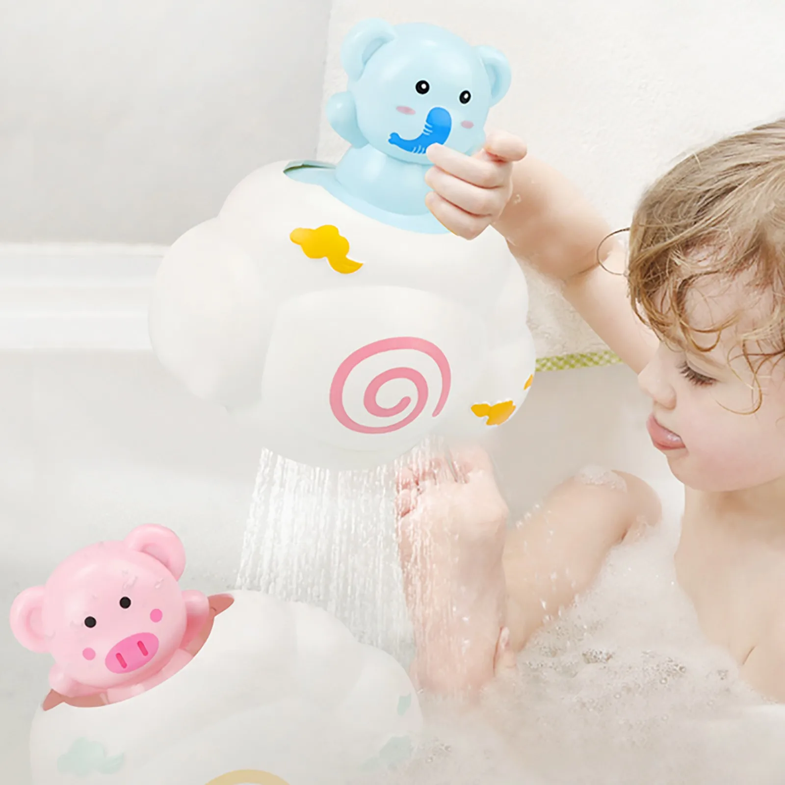 

Детская игрушка для ванной воды Пляжные Игрушки для маленьких детей милые животные игрушки для ванной спрей пуловеры с принтом облака и дож...