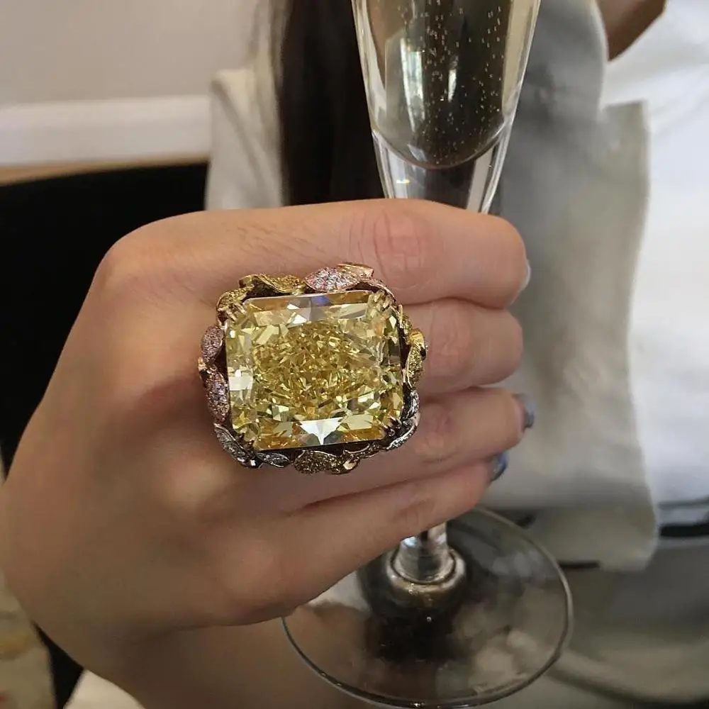 

New Arrival Gold Zircon Inlaid Gold Ring Fashion Vintage Luxury High Qualiy Jewelry Wedding Engagement Party Girl Gift Wholesale