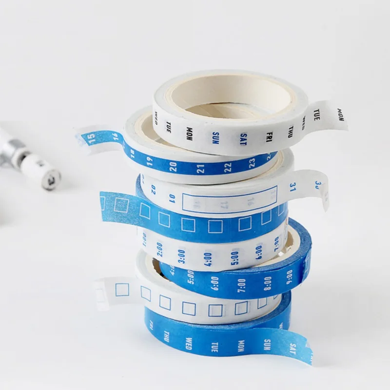 

4pcs Mini Schedule Paper Washi Tape Week Date Time Check List 8mm Adhesive Masking Tapes Planner Agenda Stickers Office A6943