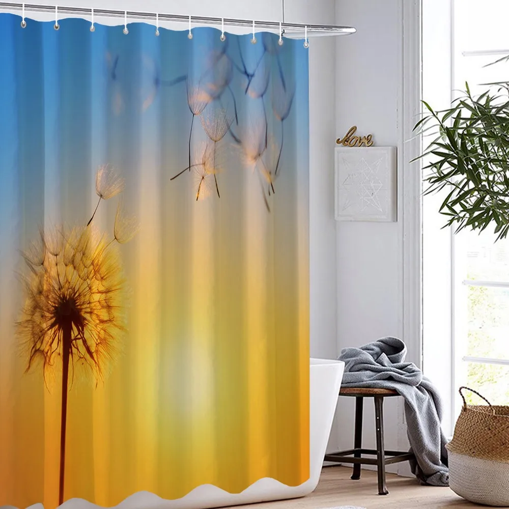 

Цветы Одуванчик пейзаж занавески для душа украшение Водонепроницаемый полиэстер ткань для ванной занавески ванная комната экраны с Беспла...