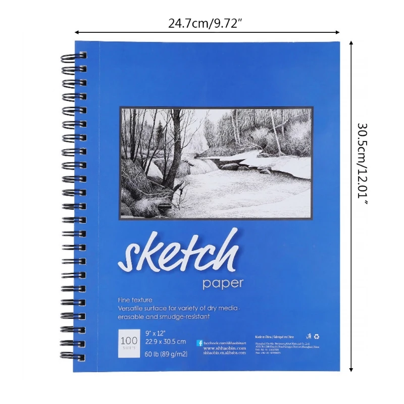 

100 Sheets 9x12" Sketch Drawing Paper Book Sketchbook Sketching Artist Pad Stationery School Supplies