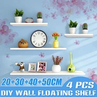 4 pcsset wood shelf organizer shelf floating display wall mounted decorative shelf for flower pot artwork bathroom kitchen
