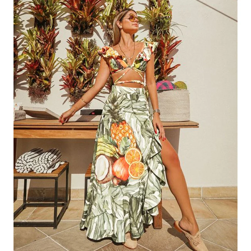 

2021 Backless Tunic Beach Dress Bikini Long Dress Print Swimwear Women Cover Up Swimsuit Beachwear Pareo Saida de Praia