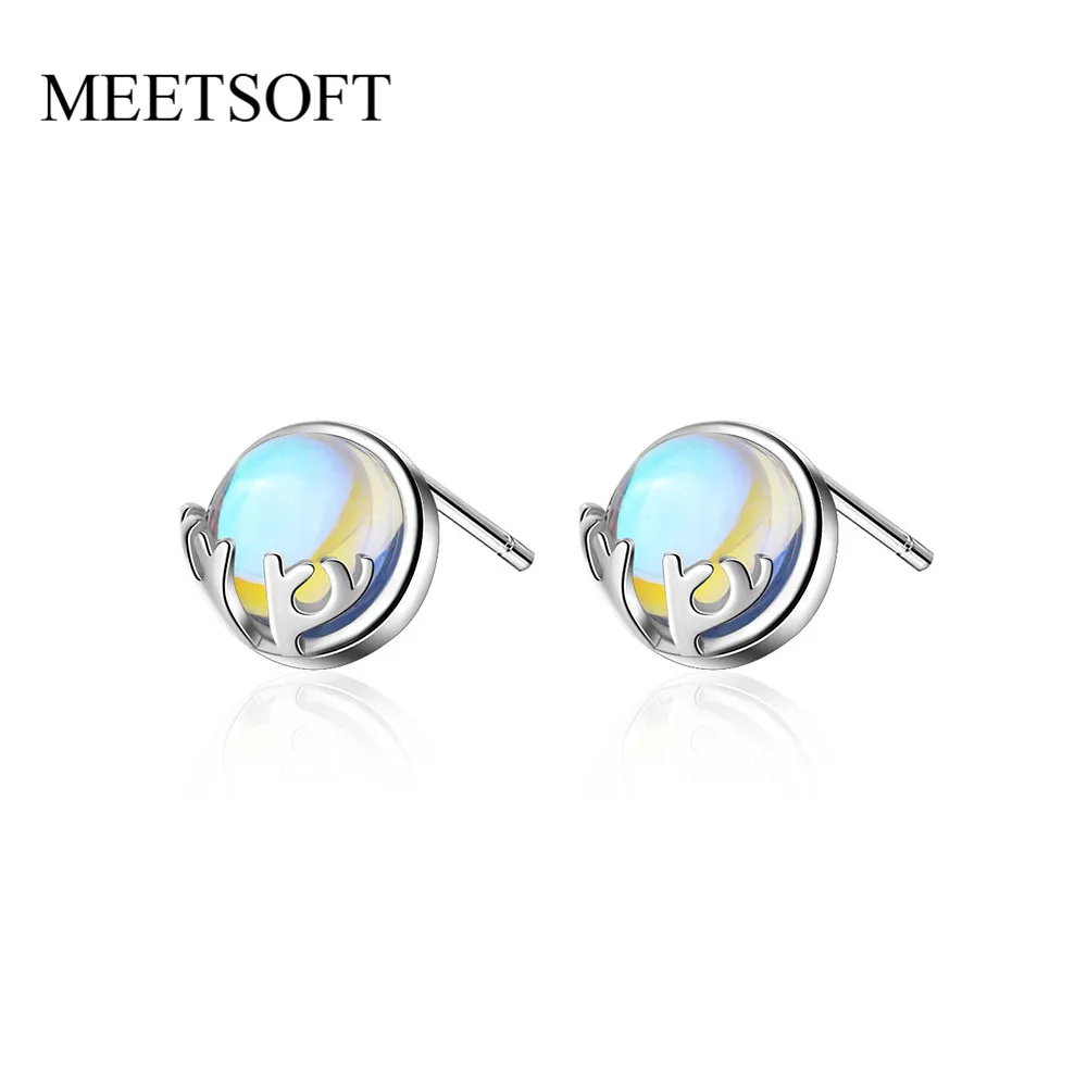 MEETSOFT посеребренные предотвращающие аллергию модные серьги-гвоздики для женщин