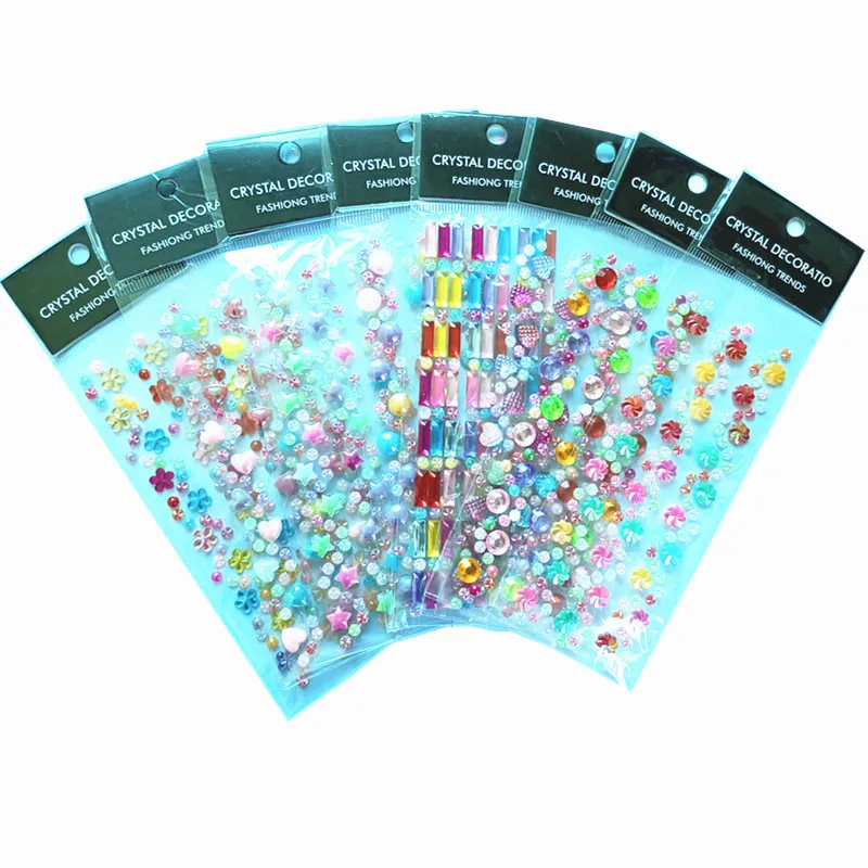 

Наклейка для скрапбукинга 13 Стильный акриловый кристалл 3 линии самоклеящиеся Смешанные Круглые в форме сердца жемчужные стразы