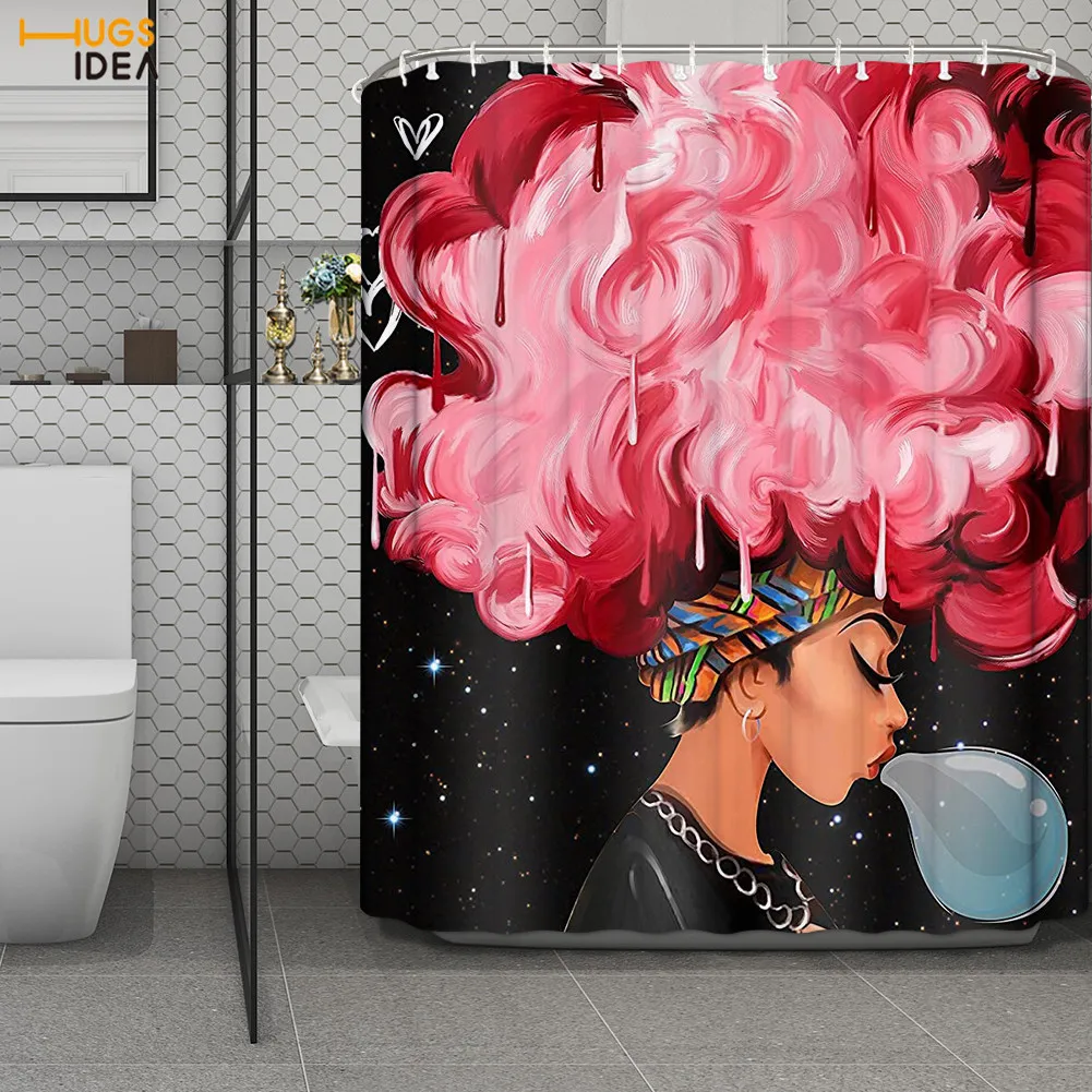 

Занавеска для ванной HUGSIDEA с принтом из красных волос для девочек, штора с 12 крючками для ванной комнаты, аксессуары для душа, защита от плесе...