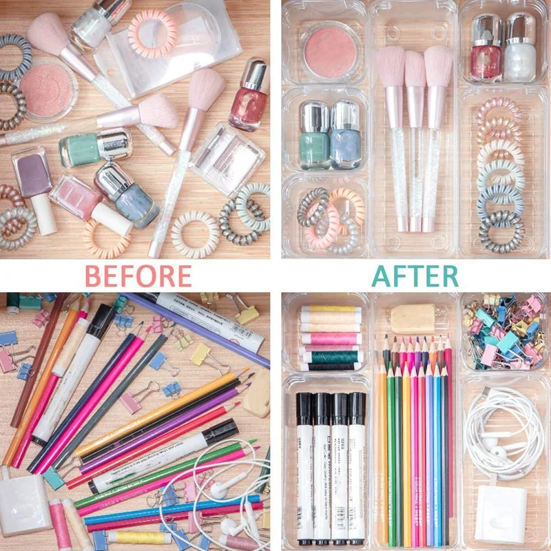 

22 PCS Drawer Organizer - Makeup Drawer Organizer 5 Size Plastic Acrylic Drawer Organizer Versatile Kitchen Office