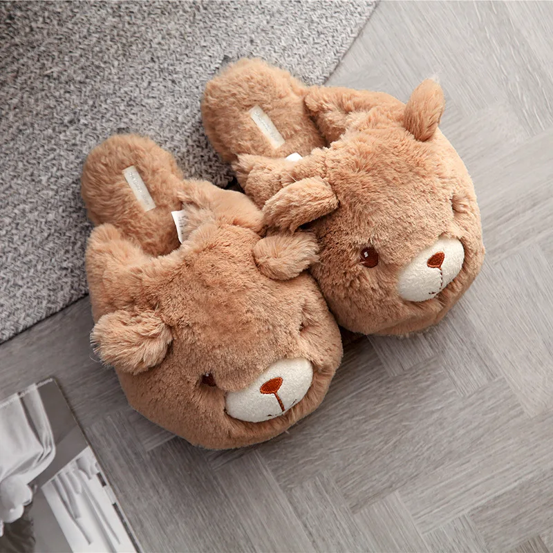 Новинка японские домашние тапочки kawaii bear женские парные Нескользящие сланцы