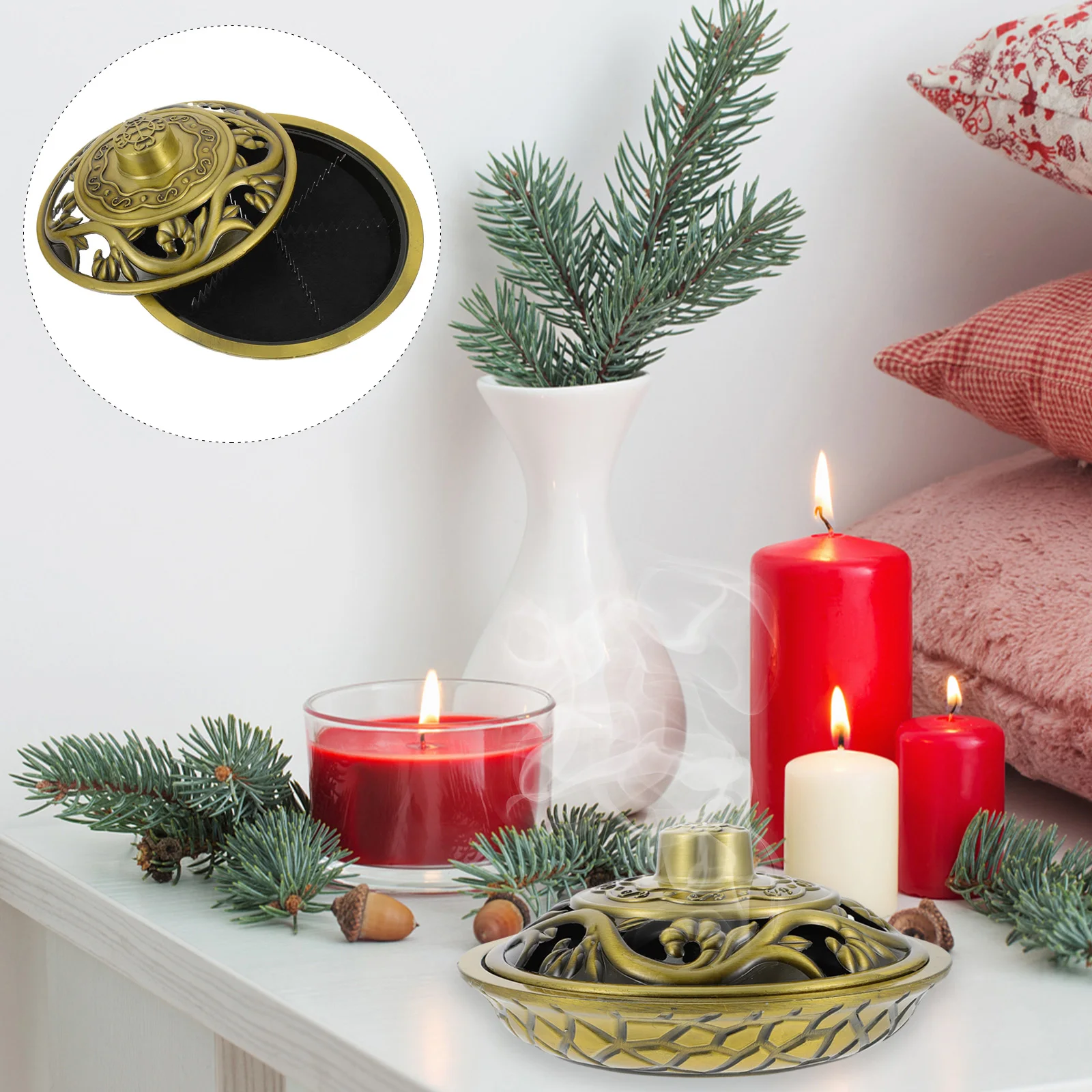 

1 Pc Alloy Durable Practical Lightweight Coil Incense Holder Incense Burner for Shop Home Office