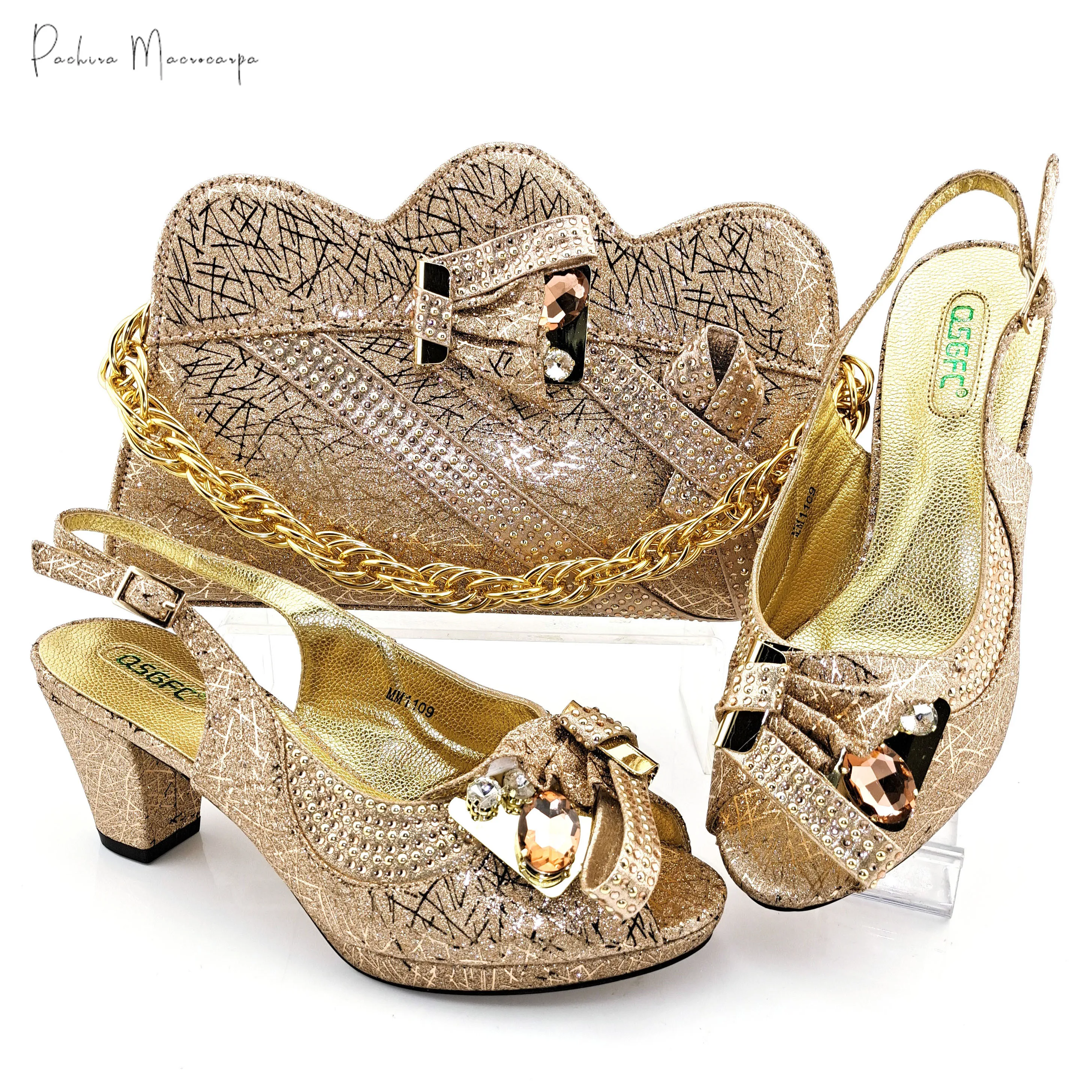 

2020 Новое поступление; Итальянский дизайн; Персиковый Цвет вечерние женские свадебные туфли комплект из обуви и сумки, украшенные бабочка из...