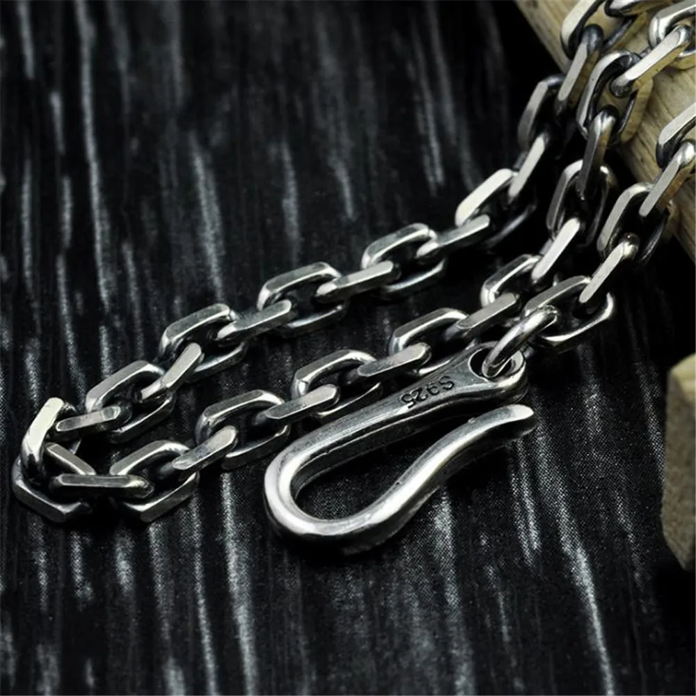 

YKNRBPH S925 Men's and Women's Antique Bracelet Fine Jewelry Tai Silver Wedding Braceletes