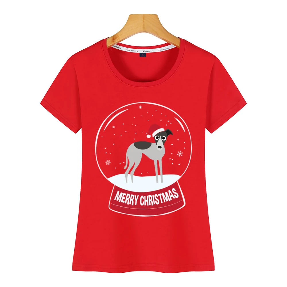Топы Футболка женская Whippet Merry Christmas Snowball забавная Harajuku на заказ футболка | Женская