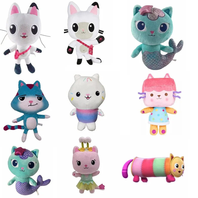 

25-40cm New Gabby Dollhouse Plush Toys Mercat Cartoon Stuffed Animals Mermaid Cat Mermaid Plushie Dolls Kids Birthday Gifts