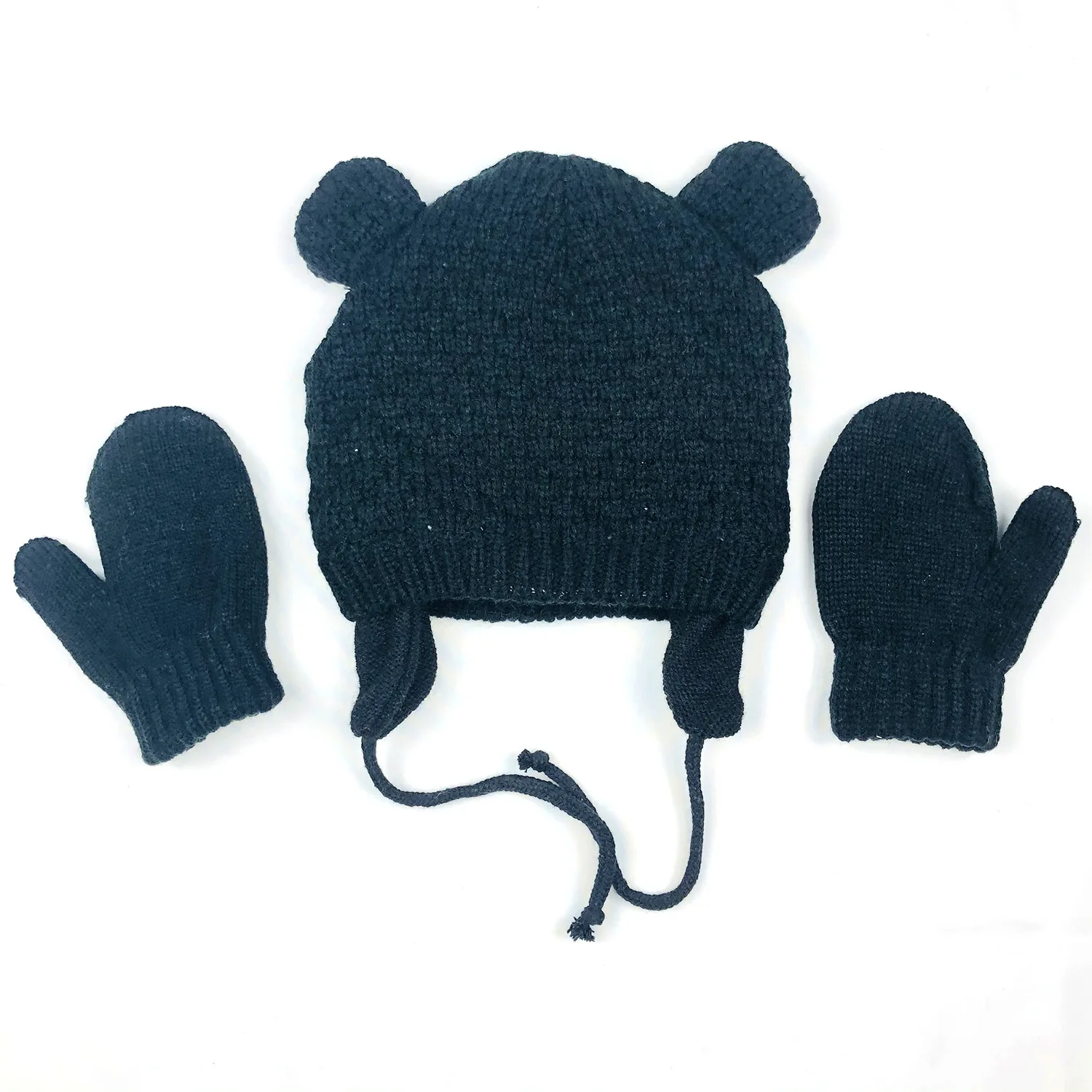 

Winter Hat Gloves Set Baby Boy Girl Earflap Beanie Fleece Warm Autumn Skiing Outdoor Thermal Accessory