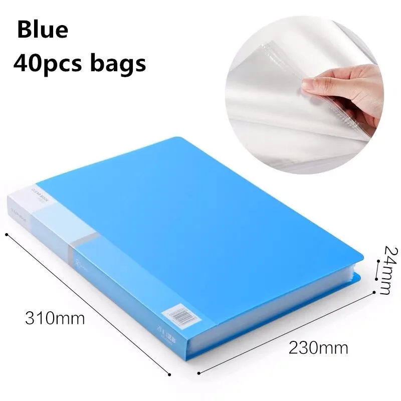 40PCS Bag Blue 2 30 60 80 страниц A4 папка для файлов музыкальная смотровая бумага Органайзер сумка для хранения стол сумки для документов лист протекторы чехол канцелярские принадлежности - Цвет: 40PCS Bag Blue 2