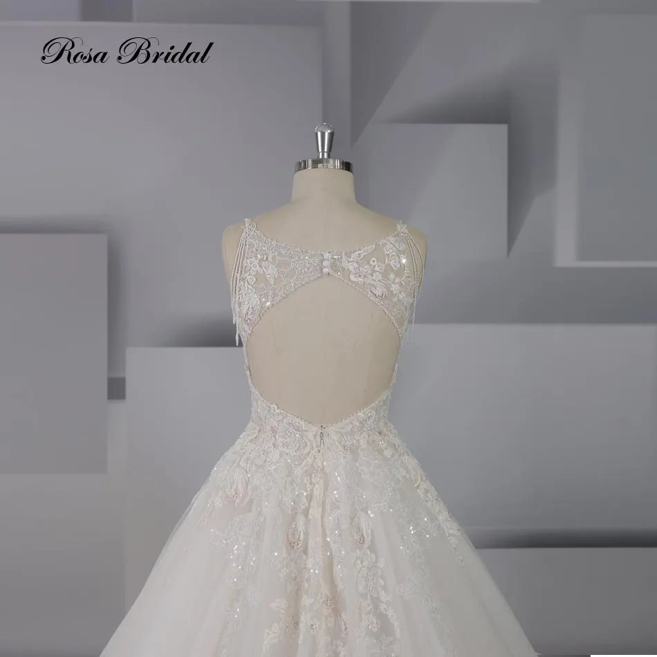 Rosabridal v образный вырез трапециевидное свадебное платье 2019 с открытой спиной