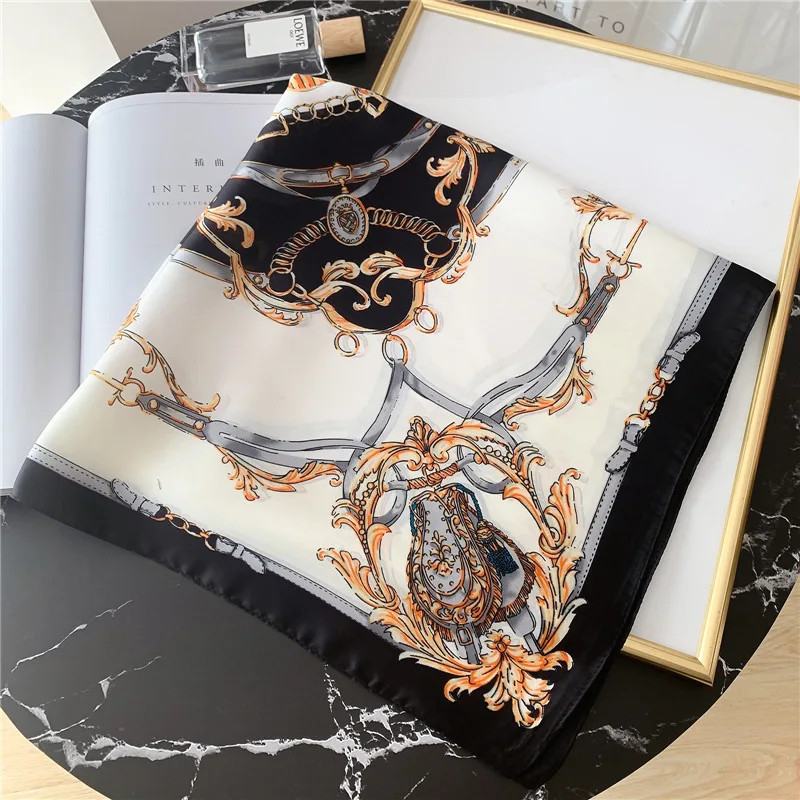 Новинка 2021 квадратный шелковый шарф для женщин дизайнерская шаль с принтом