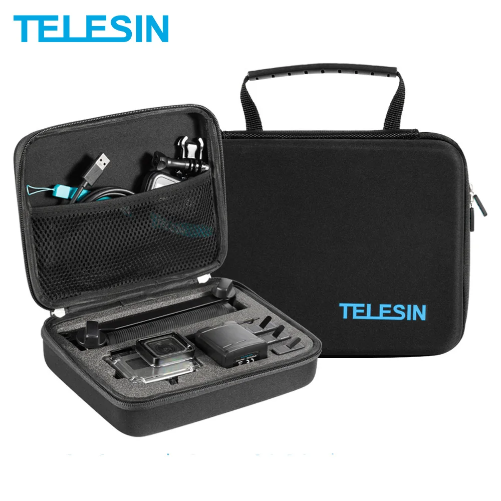 

TELESIN-funda protectora de EVA para GoPro Hero 9, 8, 7, 6, 5, 4, 3, 2, Xiaomi YI 4K, bolsa para cmara