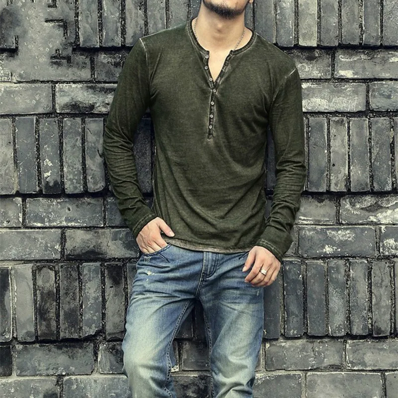 Мужская футболка из чистого хлопка весна-осень 2018 новая мужская с длинным