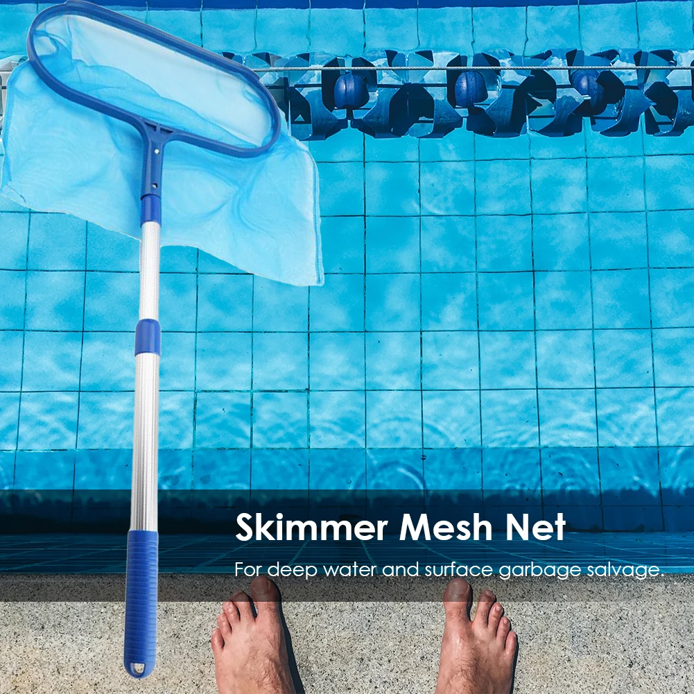 

Swimming Pool Skimmer Net with Telescopic Pole Removal Leaf Rake Mesh Pool Ponds Cleaning Debris Tools