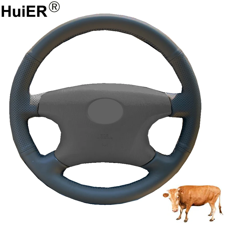 

Hand Sewing Auto Car Steering Wheel Cow Leather Wrap For Toyota Avalon 2002 - 2004 Camry 2002 2003 2004 Highlander 2001 - 2003