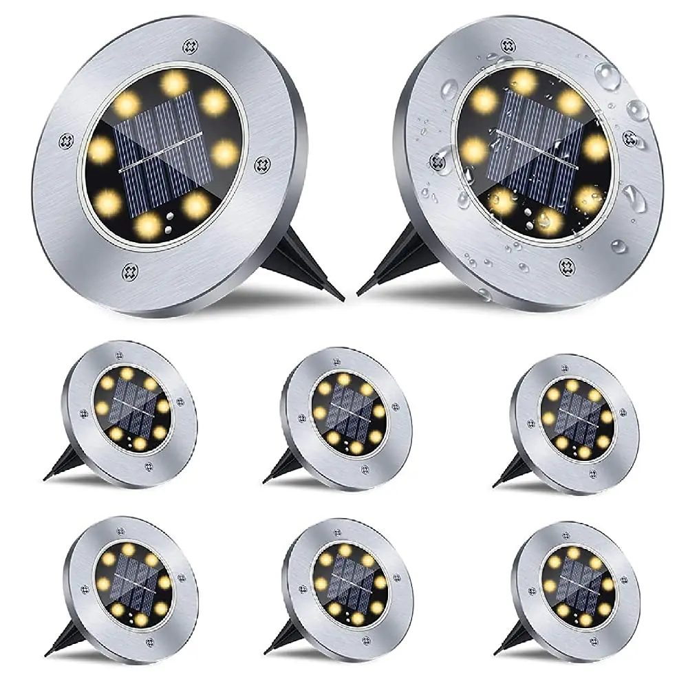 

8pcs/lot Solar Garden Lawn Lights 8 LED Waterproof Solar Ground Lights Outdoor Sensing Landscape Lighting for Lawn Patio Pathway
