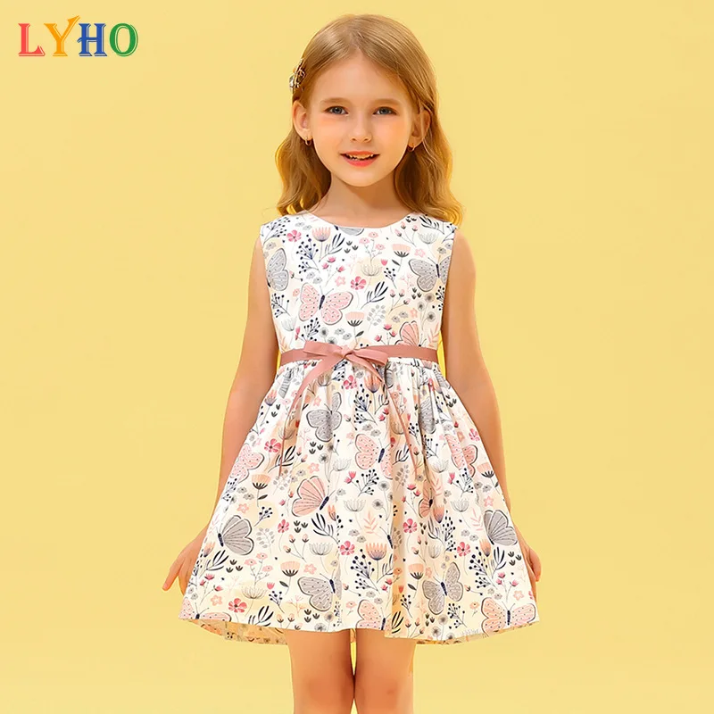 

Girl Princess Dress Summer Floral Sweet Cute Skirts Kid Party Dress Suits Outfits Butterfly Costume Children Clothing Headband