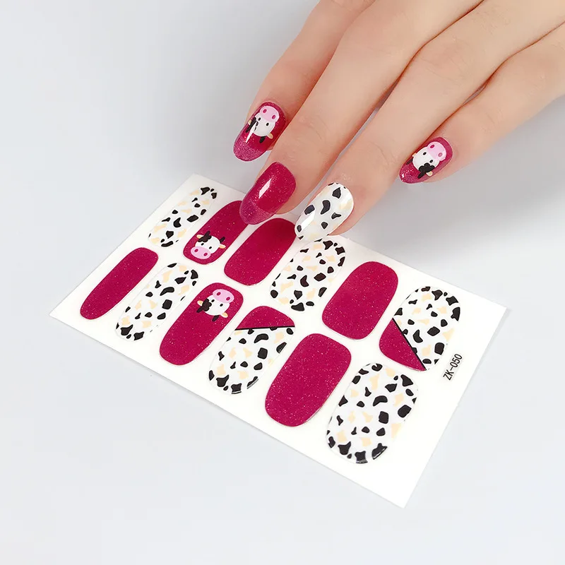 

2021 Manicure Stickers 12 Fingers Cows Post Japan And South Korea Quail Egg Style Sun Flower Nail Art Sticker Nail Beauty Decals