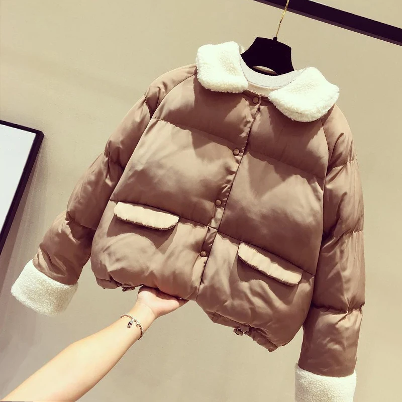 Зима Осень Повседневная Женская Корейская бежевая черная Лоскутная свободная