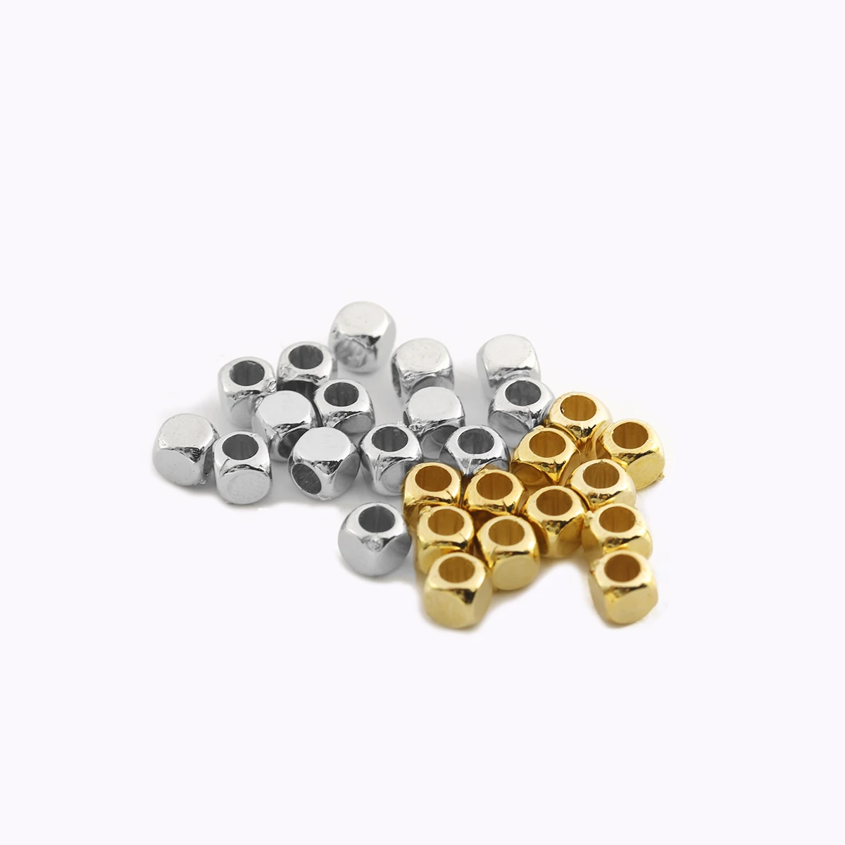 

200pcs/lot CCB Square Big Hole Spacer Beads 4mm 5mm Out Diameter 2.5mm Inner Diameter Gold Color Loose Bead DIY Jewelry Miking