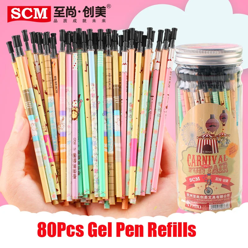 Гелевая ручка для заправки 80 шт./лот SCM Корея креативные милые цветные черные