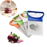 1pc stainless steel onion cutter needle tomato vegetables fruit slicer knife cutting safe aid tool creative kitchen accessories