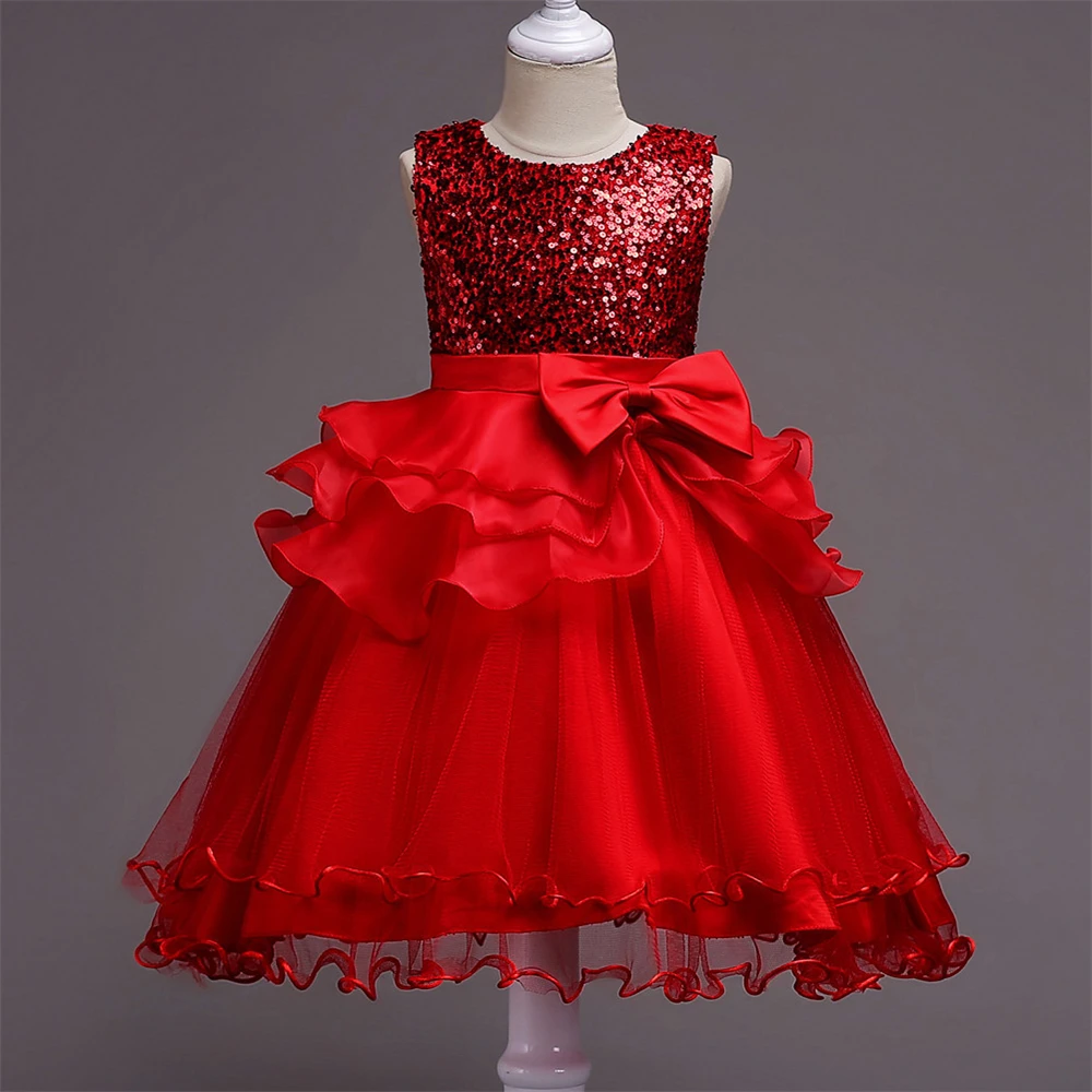 Evening Party Elegant Dresses for Girls Flower Girl Teenage Sequins Tulle Wedding Gowns Christmas Clothing | Детская одежда и