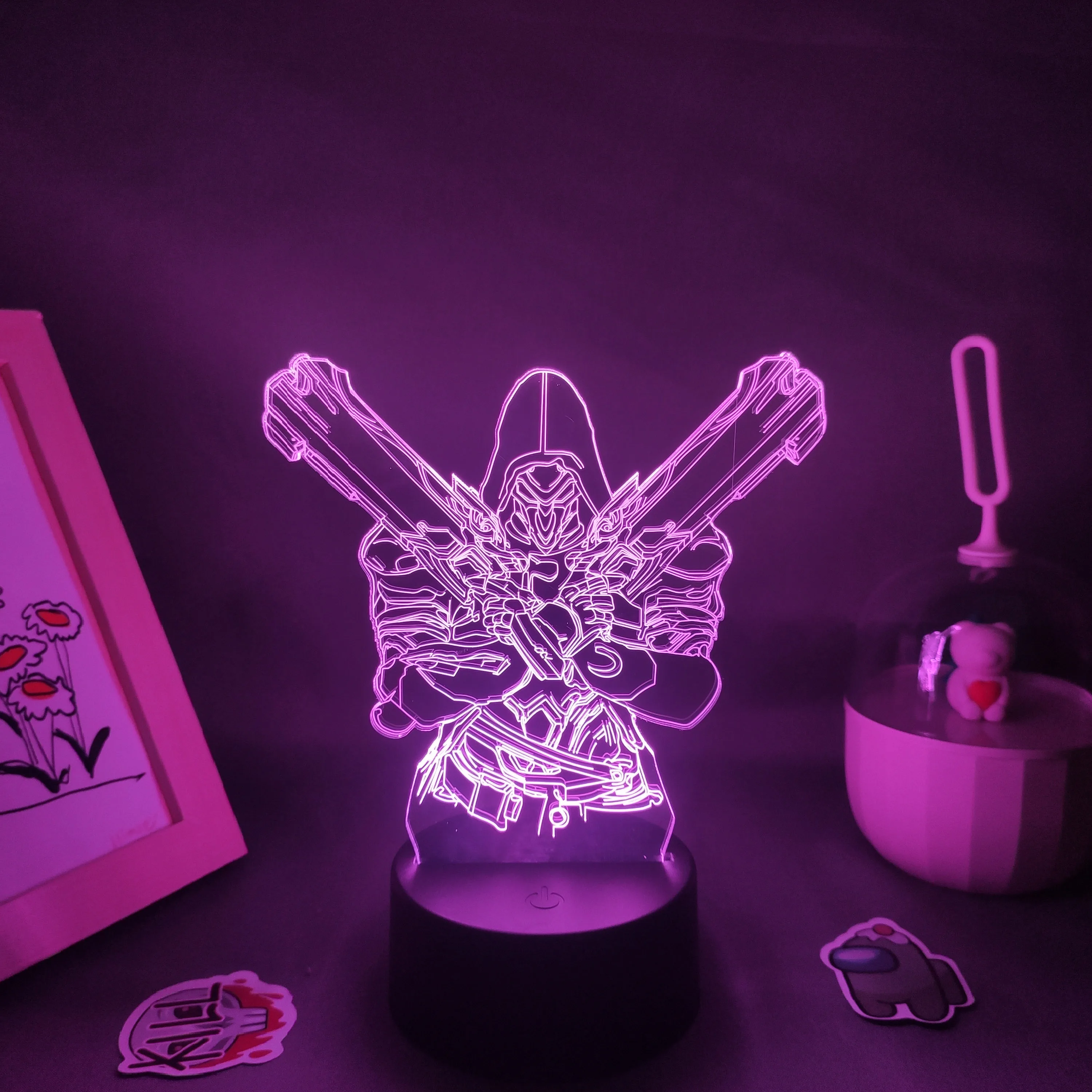 Overclock фигурка из игры OW жнец Габриэль Реда 3D лампы светодиодные RGB ночники подарок