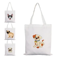 bulldog cute shopper bag free shipping bags tote ladies canvas custom designer handbags cloth customizable logo with print 2021