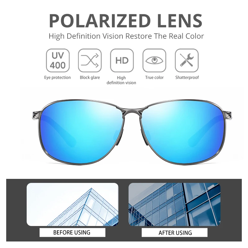 Очки солнцезащитные Мужские поляризационные прямоугольные из