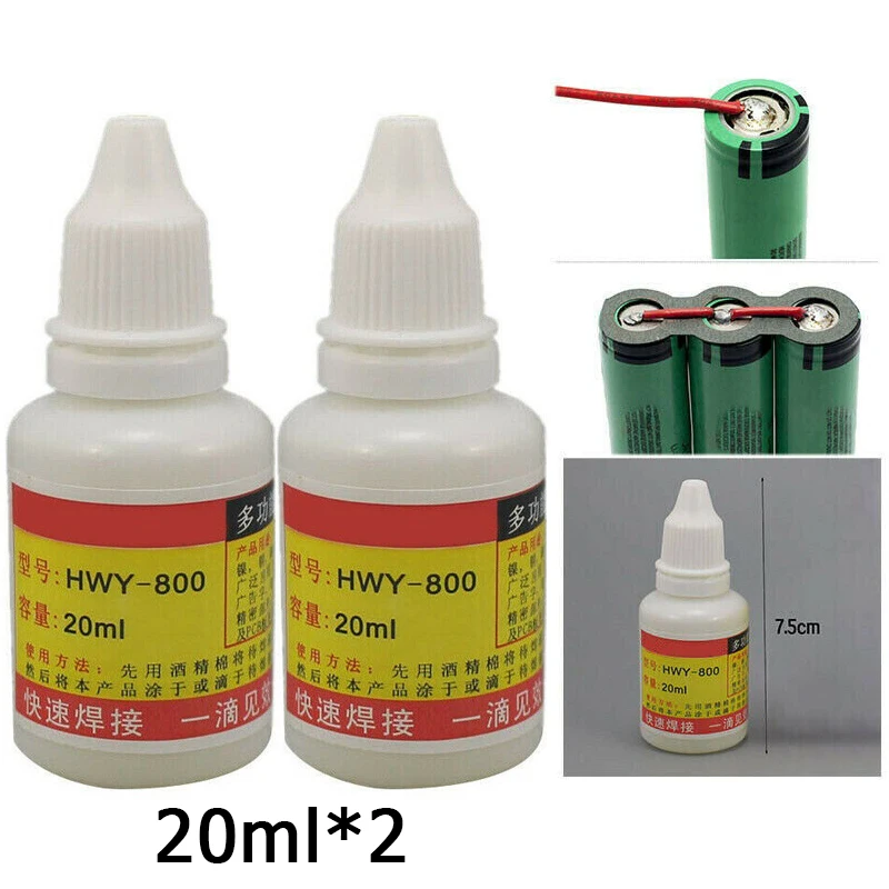 

2pcs 20ml Stainless Steel Liquid Flux Welding Solder Non-toxic Copper HWY-800 Paste Flux Liquid Solders Water Liquid Solders