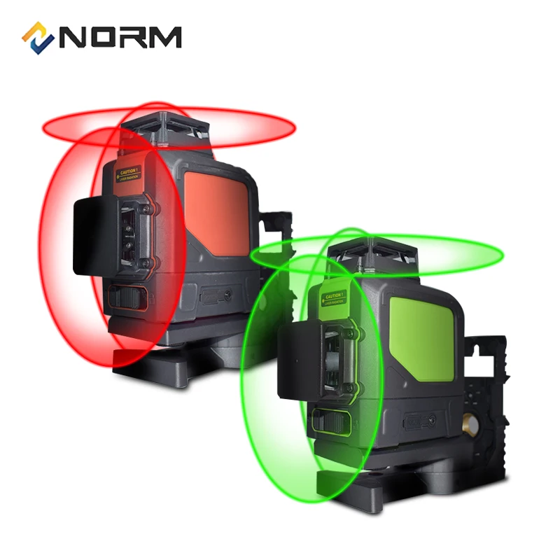 Лазерный 3D уровень с 12 линиями зеленого и красного цвета можно использовать