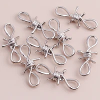 5pcs silver color big alloy connectors twisted thorns beads for diy bracelets necklaces punk jewelry 45x10mm handmade finding