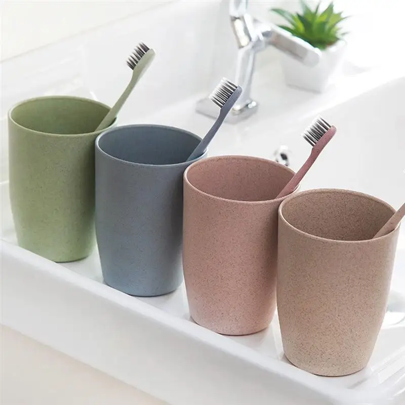 8Pcs Wheat Straw Toothbrush Cups Tooth Brush Mug Simple Wash Cup Water Drink for Adults Students Random Color | Дом и сад