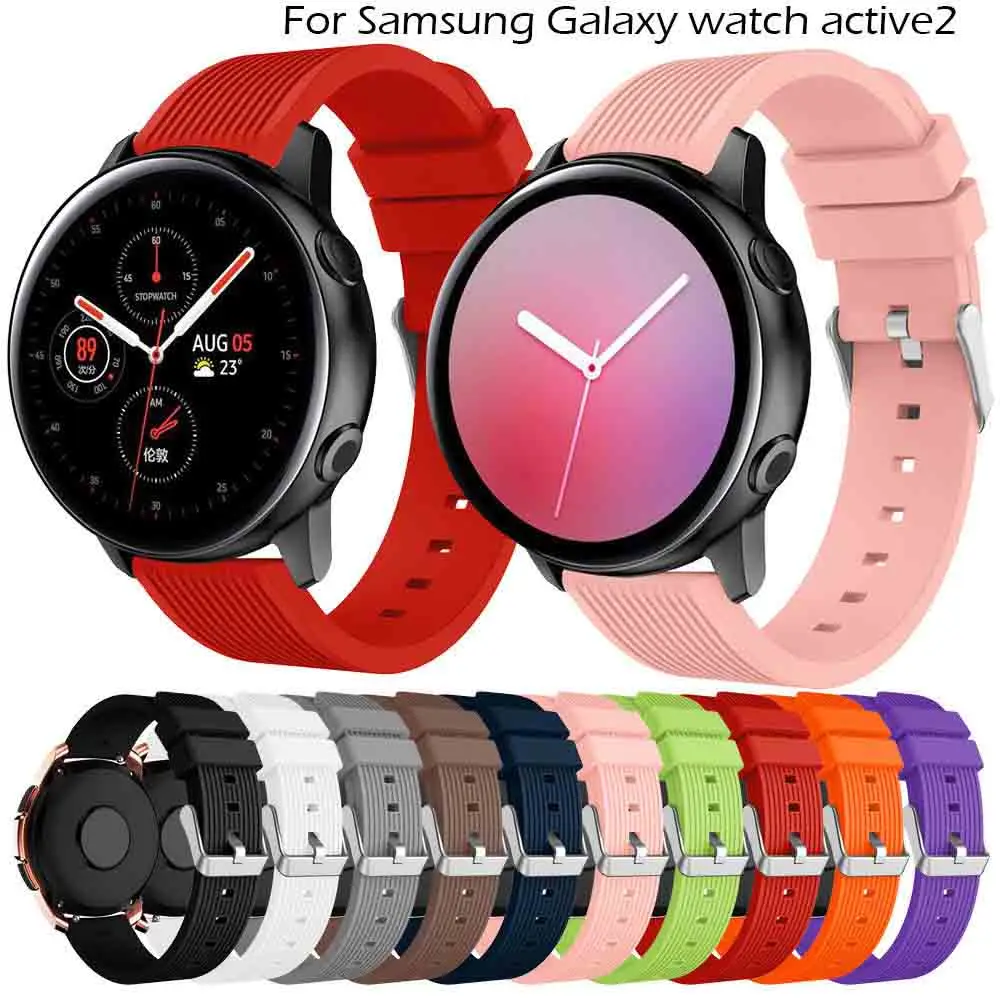 20 мм спортивный мягкий силиконовый браслет для Samsung Galaxy watch active2 40 44 сменный