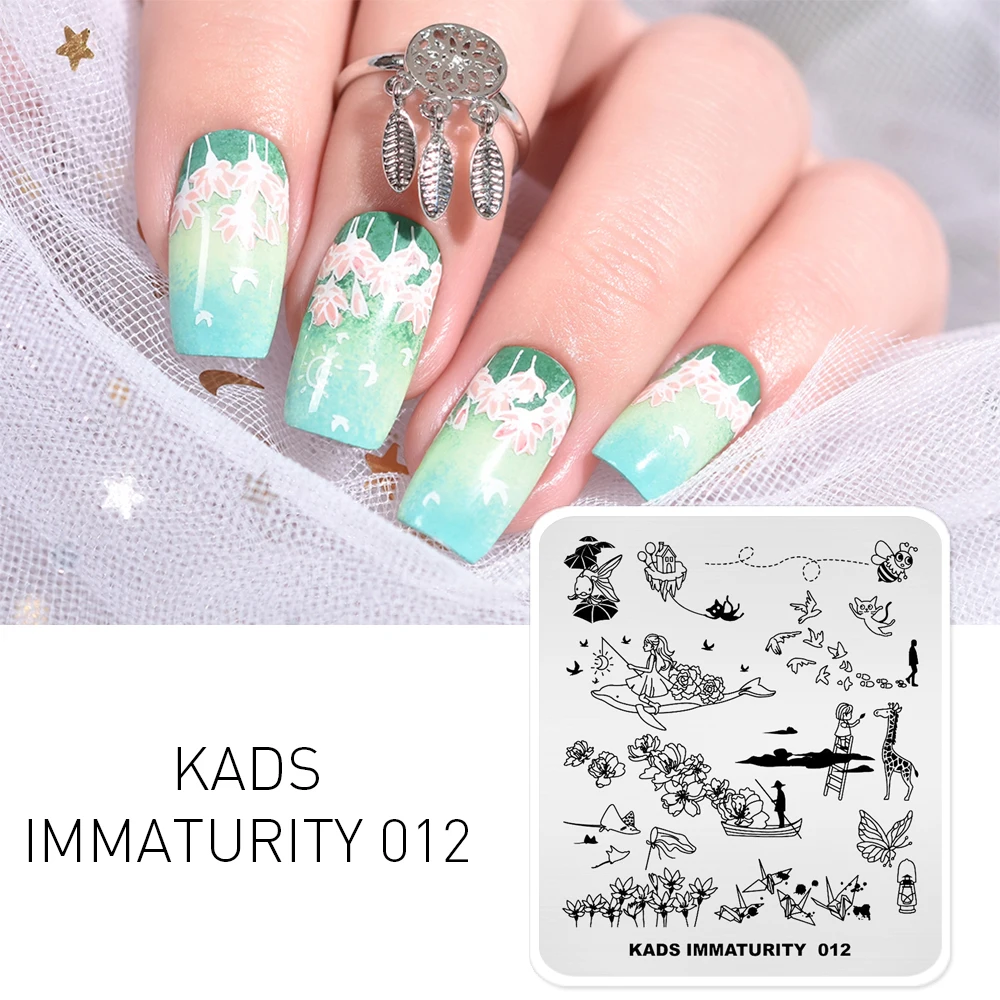 Шаблон для маникюра с изображением животных и цветов|Шаблоны дизайна ногтей| |