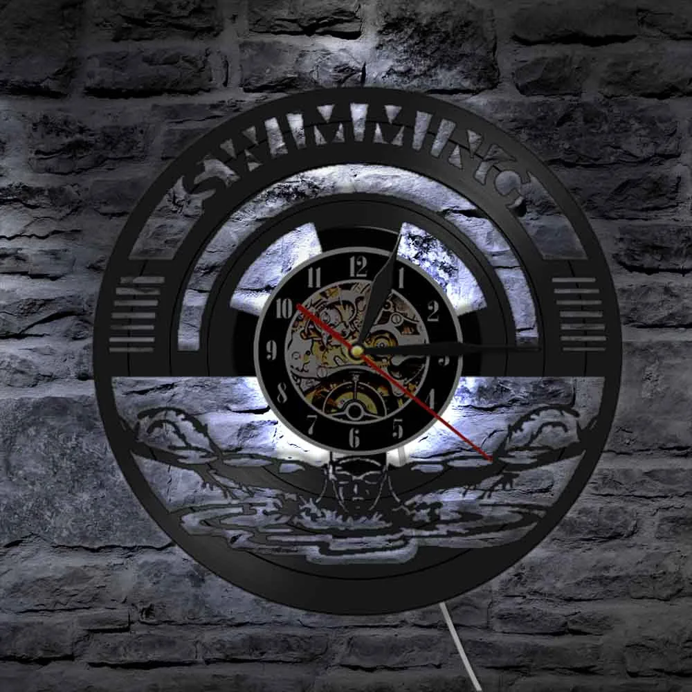 Часы настенные виниловые для плавания бесшумные спортивные современные