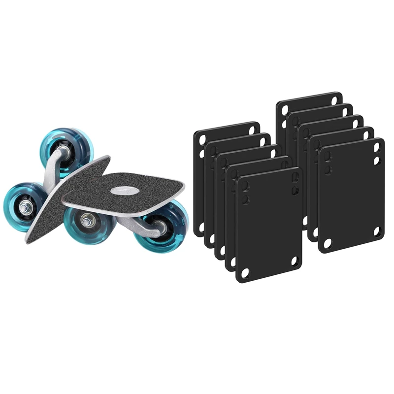 

20 Pcs 3Mm Skateboard Riser Shock Pads Longboard Rise Pads & 1 Pcs Portable Drift Board Skates Anti-Slip Plate