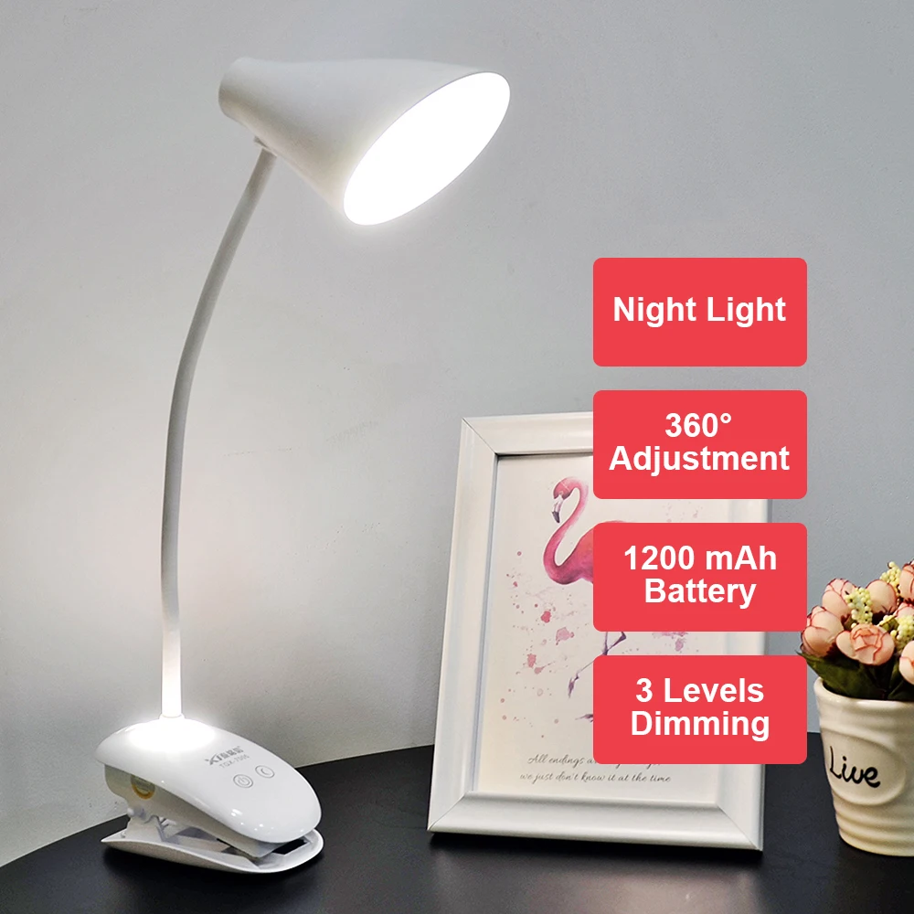 Светодиодная настольная лампа Flexo с клипсой для любого места абажур сенсорным