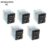 5pc my4nj electronic micro mini electromagnetic relay 5a 14pin ac 12v 24v 36v 48v 110v 220v 380v led indicator relay switch